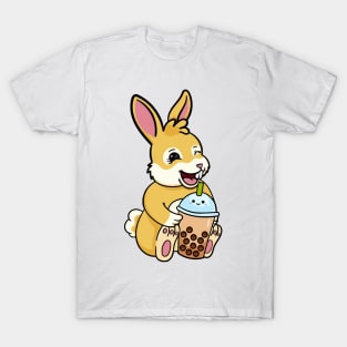 Cute Rabbit Drinking Boba Milktea T-Shirt